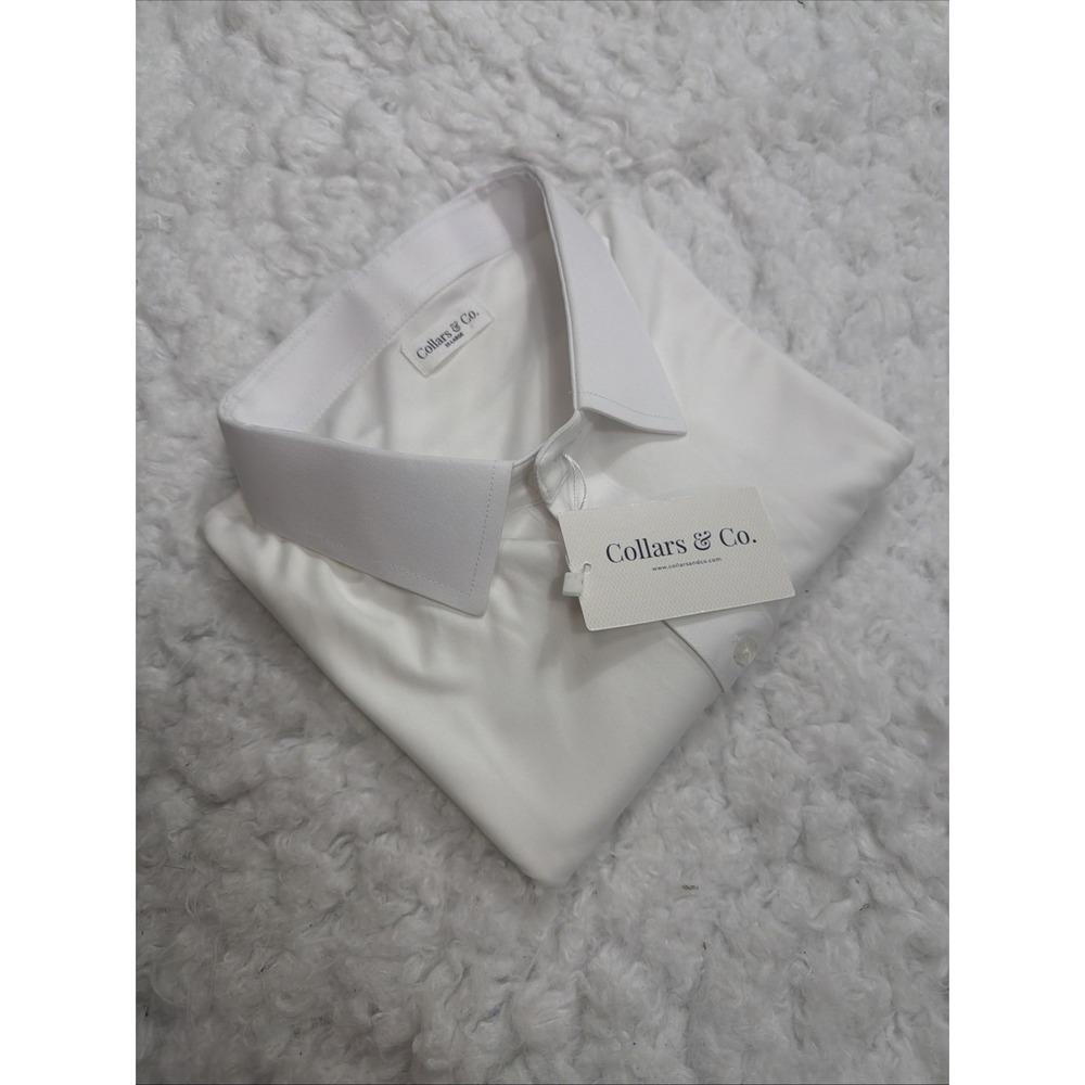 Collars and Co Firm Dress Collar Polo Shirt Mens 3XL XXXL Solid White Office New - Picture 3 of 10